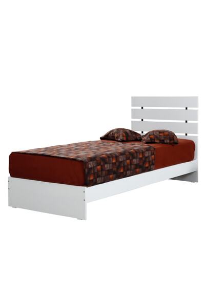 PASİFİC HOME Huga Tek Kişilik Beyaz Ahşap Karyola 100lk / 100*200 Başlıklı Ka...