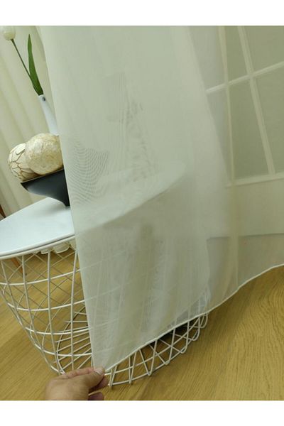 Esse Home Ecru Tergal Plain Tulle Curtain, 250x260, Tight Pleat, 1/3