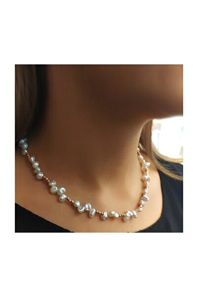 Erer Gümüş Gümüş Ithal Toplu Doğal Inci Kadın  Kolyesi
