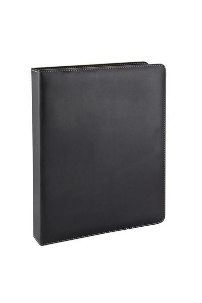 2K A4 Faux Leather 4-Ring Elite Document Presentation Folder (250 Sheets - Capacity) - Black