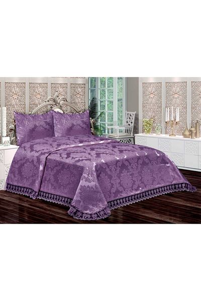 Bilgin's Aden Chenille French Lace Dowry Bedspread Plum