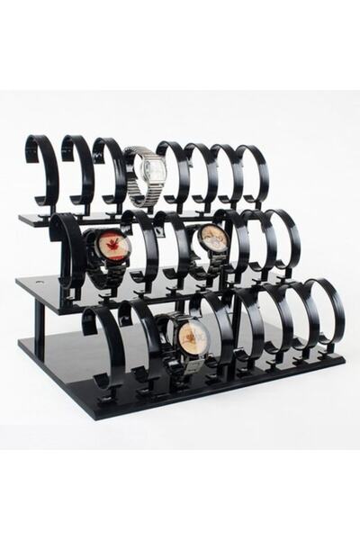 STAND MARKET طقم حامل ساعة مكون من 24 قطعة باللون الأسود