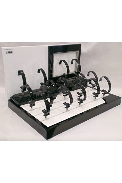 STAND MARKET شاشة عرض خشبية متوسطة الحجم باللونين الأسود والأبيض