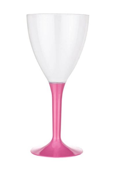 Roll-Up Roll Up Pink Footed Plastic Wine Glass 10 Pcs