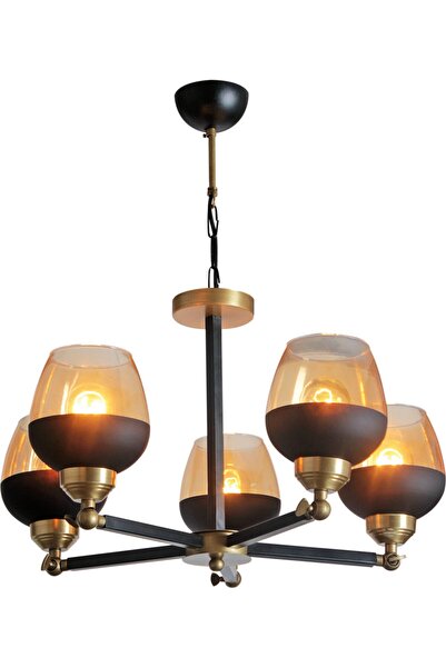 RETRO STYLE Siena 5 Li Eskitme Siyah Mafsallı Avize