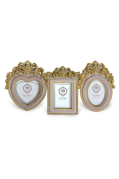 Hbb Home Alicia Vesikalik Photo Frame Gold-Pink Set of 3