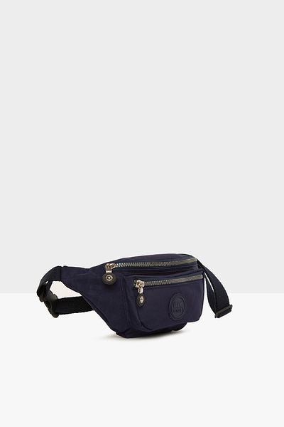 Bagmori Unisex Navy Blue Parachute Fabric Embroidered Waist Bag M000004565