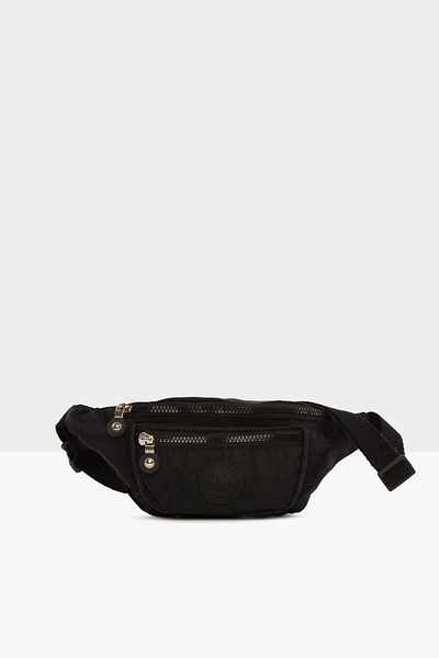 Bagmori Unisex Black Parachute Fabric Embroidered Waist Bag M000004565