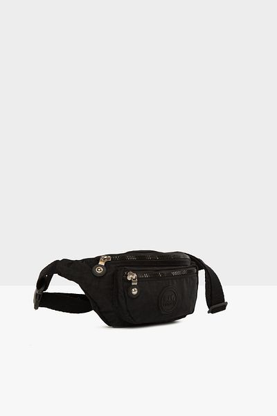 Bagmori Unisex Black Parachute Fabric Embroidered Waist Bag M000004565