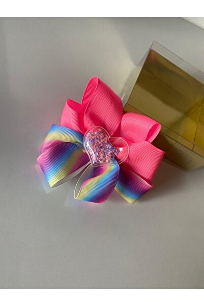 QUEEN AKSESUAR Neon Pink Transparent Heart Figured Girl's Baby Collar Buckle