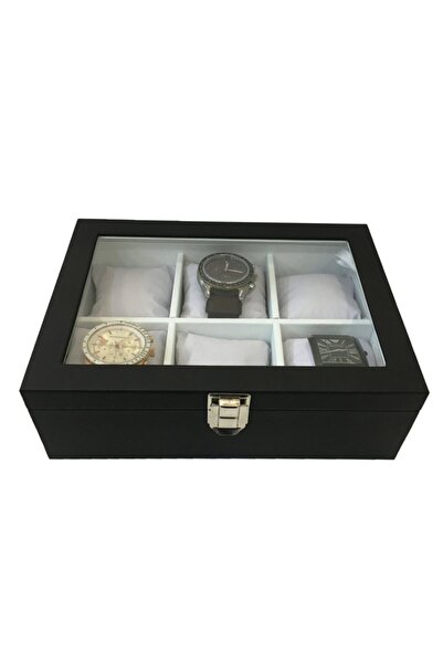 STAND MARKET Watch Box 6 Pieces Black Inside White
