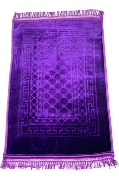 pavrika Plain Anti-Slip Plush Brown Prayer Rug (2 Pieces)