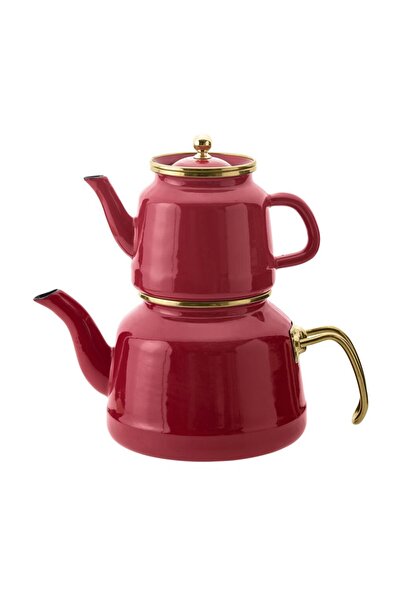 Emsan Troy Emaye Çaydanlık Takımı Kırmızı