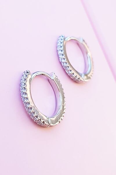 MorMajor Silver Çiftli, Ince Taşlı Gümüş Halka Küpe