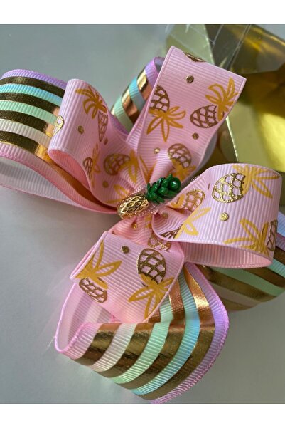 QUEEN AKSESUAR Metallic Gilded 3D Embossed Ribbon Metal Steel Pineapple Decor...