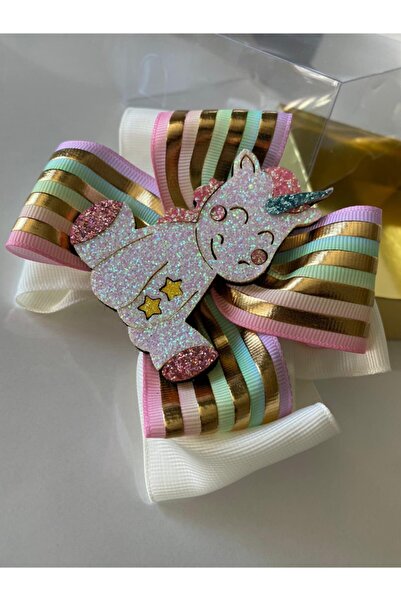 QUEEN AKSESUAR شريط معدني مذهب منقوش لامع لامع على شكل وحيد القرن مشبك معدني ...