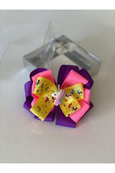QUEEN AKSESUAR Златиста розова лилава жълта панделка за коса във формата на еднорог