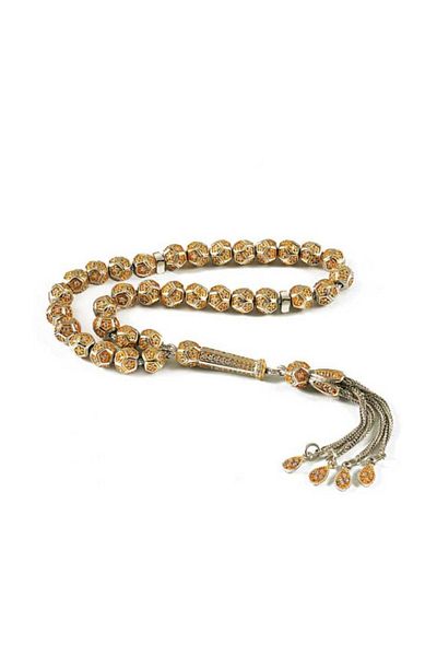 Tesbihsepetim Silver Zircon Stone Geometric Design Themed Rosary