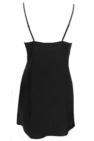 Magic Form Women's Black Lace Detailed Mini Satin Nightgown 87430