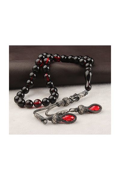 Tesbihsepetim Sweater Tasseled Fire Amber Prayer Beads - Globe Cut, Mixed Color