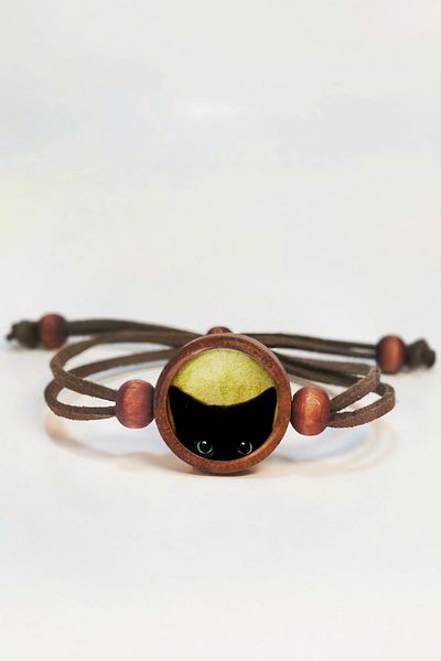 Tahtakolik Black Cat Wooden Bracelet