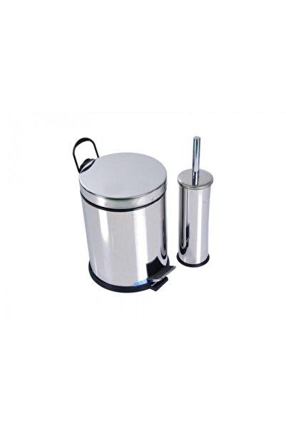 DERMNESS Krom Çöp Kovası Ve Muhafazalı Krom Tuvalet Fırçası Seti