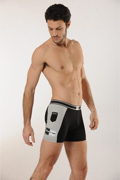 Hmd Ανδρικό βαμβακερό μαύρο Lycra Color Detailed Boxer