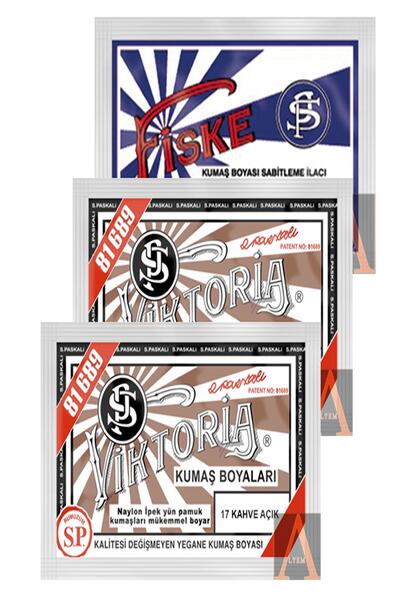 Viktoria Kumaş Boyası 2 Paket Açık Kahve+1 Paket Sabitleyici Fiske