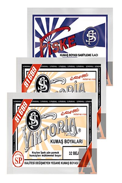 Viktoria Kumaş Boyası 2 Pkt. Bej+1 Pkt. Sabitleyici Fiske