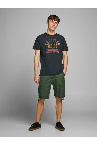 Jack & Jones Ανδρικό σορτς Cargo από καμβά χακί Bermuda