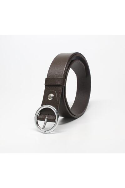 Livize Curea de damă cu cataramă rotundă din piele Hakki 3cm maro