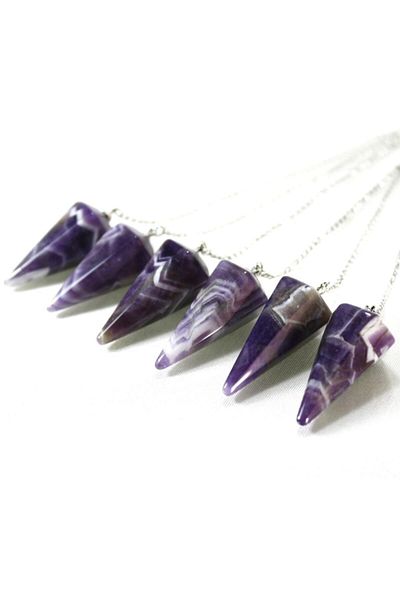 ILGIN DOĞAL TAŞ TAKI Amethyst Natural Stone Pandula - Reiki Pendulum