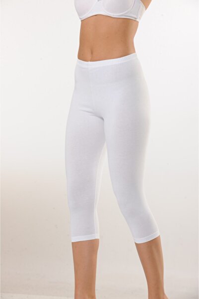 Hmd Women's Cotton White Below Knee Capri Leggings & Comfortable Texture