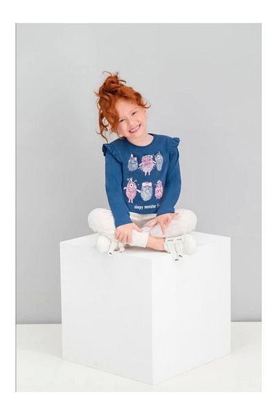 ROLY POLY Sleepy Monster Navy Blue Girl's Pajama Set