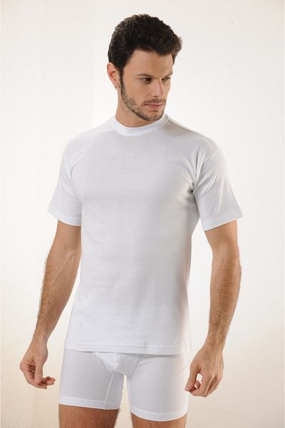 Hmd 3-Piece Men's Rib Cotton White Closed Neck Undershirt