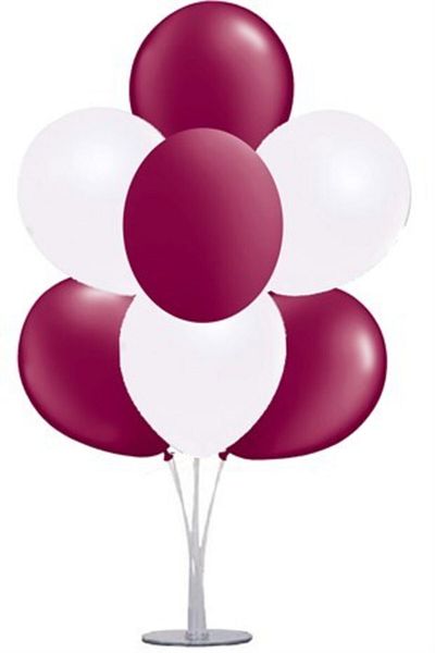 Çemrek Süs Parti Burgundy White Balloon Stand - 1 Stand and 10 Balloons