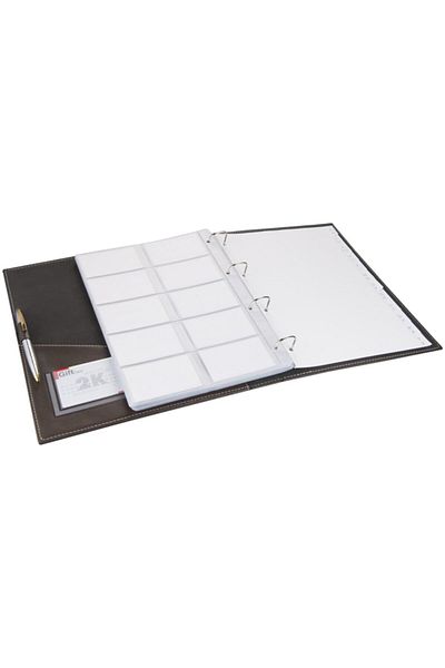 2K Faux Leather Mechanism, 10 Compartments, 500 Card Capacity, Indexed Business Card Holder 26x32 Cm