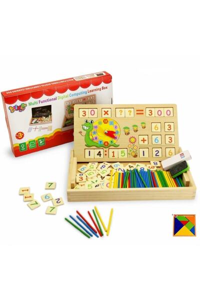 MucizeOyuncaklar Ahşap Matematik Öğreten Oyun Seti - Tangram Hediyeli