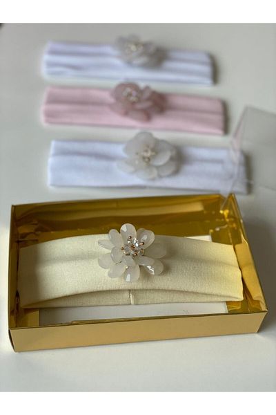 QUEEN AKSESUAR Cream Colored Crystal Stone Hair Band