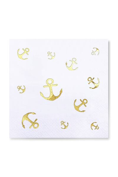 Story مناديل ورقية باللون الأبيض مقاس 33 × 33 سم بنمط بحري منقوشة باللون الأبيض