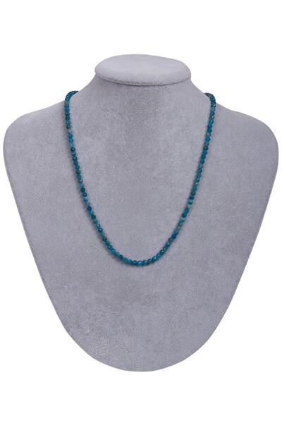 Saff Doğal Taş Certified Apatite Stone Cut Necklace 3 Mm
