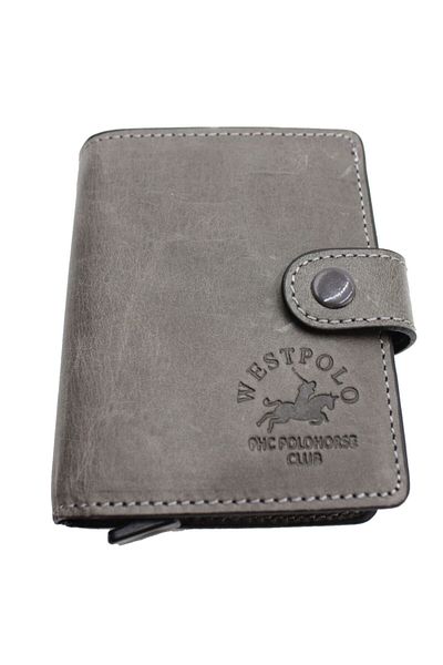 WEST POLO CÜZDAN West Polo 5580c Γνήσιο Δερμάτινο Μηχανισμό Ανδρικό Πορτοφόλι Κάρτας Γκρι
