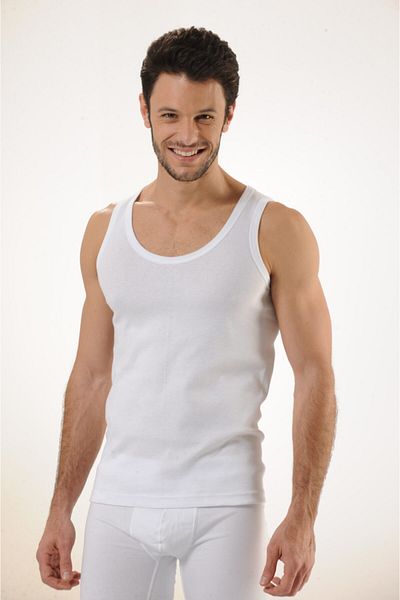 Hmd Men's Rib 100% Cotton White Strappy Undershirt & Comfortable Texture