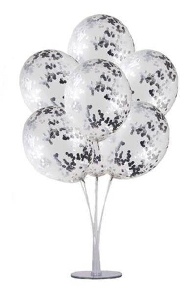Çemrek Süs Parti Srebrni stalak za balone sa konfetima - 1 stalak i 10 provid...