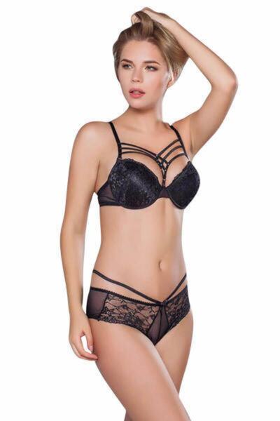 MOONLİGHT Women's Black Supported Bra Set 267