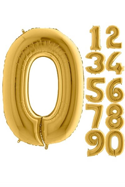 Çemrek Süs Parti 0 عدد بالون فويل ذهبي اللون 100 سم