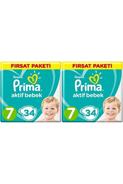 Prima Aktif Bebek 7 Numara Xx Large 34 Adet 2 li Set Bebek Bezi