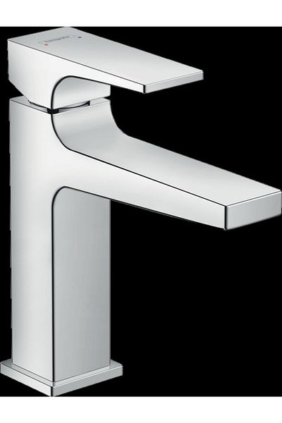 Hansgrohe Metropol Single Lever Sink Faucet with 110 Rod Flywheel and Bass Open Drain Set
