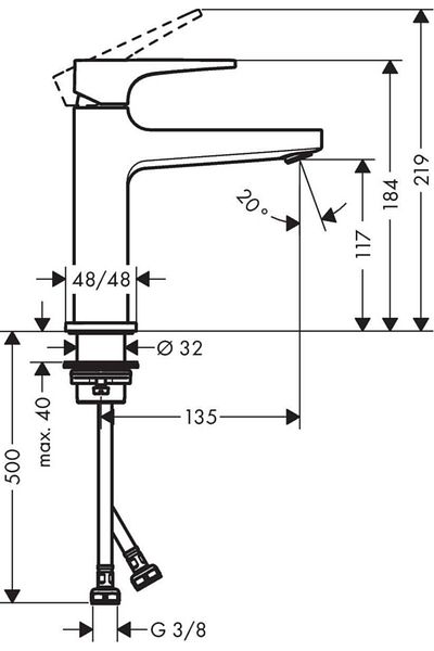 Hansgrohe Metropol Single Lever Sink Faucet with 110 Rod Flywheel and Bass Open Drain Set