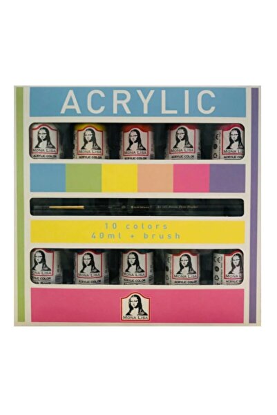 Genel Markalar mona lisa akrilik boya 10 renk x 40 ml  tam set (fırça hediye)